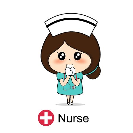 Cartoon character Nurse Design, Medical worker, Medical concept. Vector illustration design.のイラスト素材