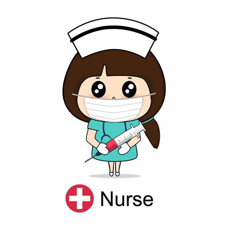 Cartoon character Nurse Design, Medical worker, Medical concept. Vector illustration design.のイラスト素材