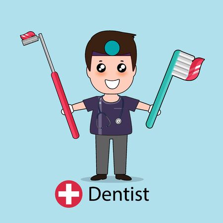 Dentist, Cartoon character Dentist Design, Medical worker, Medical concept. Vector illustration design.のイラスト素材