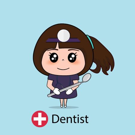 Dentist, Cartoon character Dentist Design, Medical worker, Medical concept. Vector illustration design.のイラスト素材