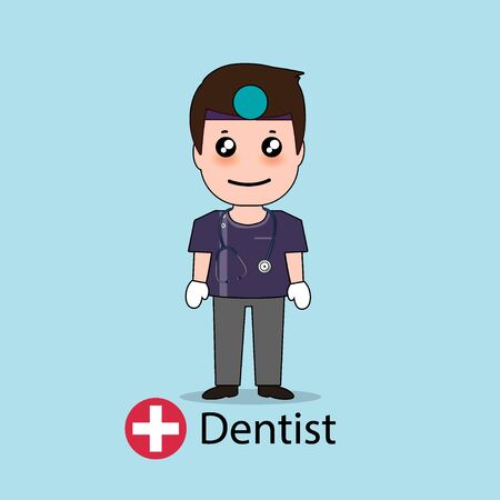 Dentist, Cartoon character Dentist Design, Medical worker, Medical concept. Vector illustration design.のイラスト素材