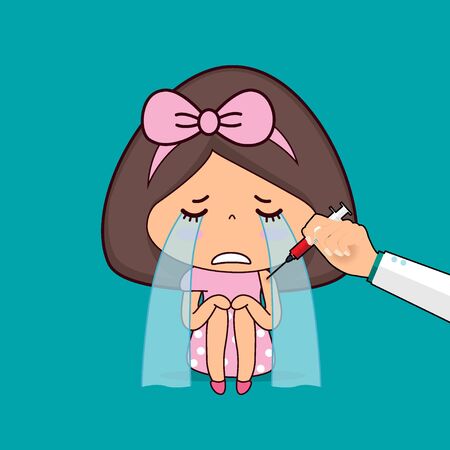 Doctor vaccinating Cute girl. Cartoon character Patient Design. Vector illustration design.のイラスト素材