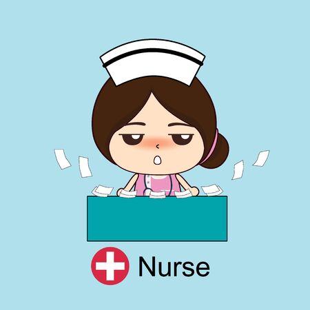 Cartoon character Nurse Design, Medical worker, Medical concept. Vector illustration design.のイラスト素材