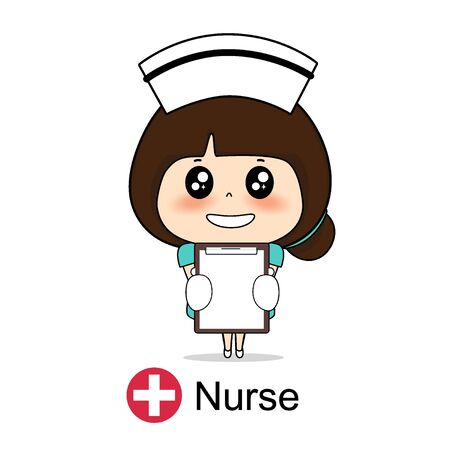 Cartoon character Nurse Design, Medical worker, Medical concept. Vector illustration design.のイラスト素材
