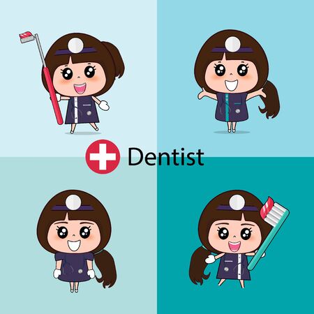 Dentist, Cartoon character Dentist Design, Medical worker, Medical concept. Vector illustration design.のイラスト素材