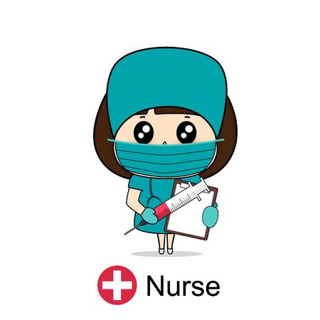 Cartoon character Nurse Design, Medical worker, Medical concept. Vector illustration design.のイラスト素材