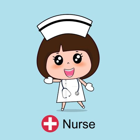 Cartoon character Nurse Design, Medical worker, Medical concept. Vector illustration design.のイラスト素材