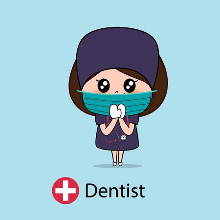 Dentist, Cartoon character Dentist Design, Medical worker, Medical concept. Vector illustration design.のイラスト素材