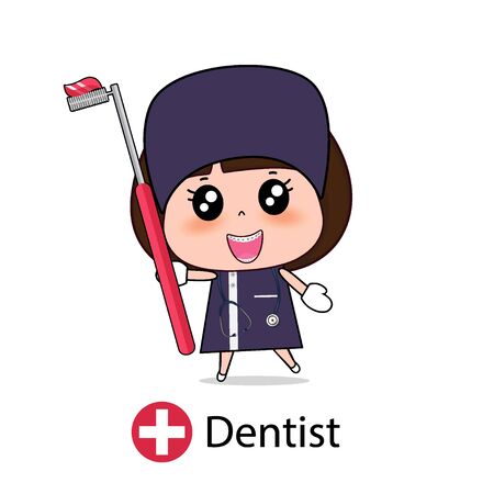 Dentist, Cartoon character Dentist Design, Medical worker, Medical concept. Vector illustration design.のイラスト素材