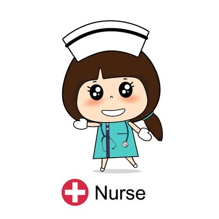 Cartoon character Nurse Design, Medical worker, Medical concept. Vector illustration design.のイラスト素材