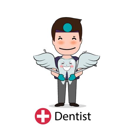 Dentist, Cartoon character Dentist Design, Medical worker, Medical concept. Vector illustration design.のイラスト素材