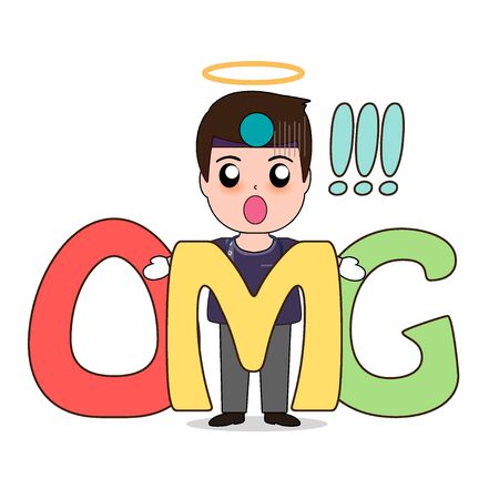 Dentist with word OMG, Cartoon character Dentist Design, Medical worker, Medical concept. Vector illustration design.のイラスト素材