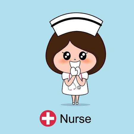 Cartoon character Nurse Design, Medical worker, Medical concept. Vector illustration design.のイラスト素材