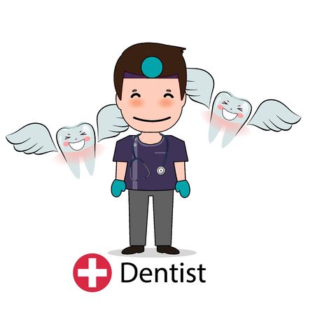 Dentist, Cartoon character Dentist Design, Medical worker, Medical concept. Vector illustration design.のイラスト素材