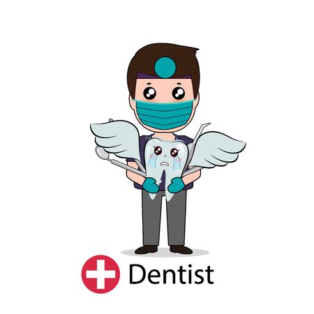 Dentist, Cartoon character Dentist Design, Medical worker, Medical concept. Vector illustration design.のイラスト素材