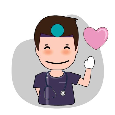 Dentist with heart, Cartoon character Dentist Design, Medical worker, Medical concept. Vector illustration design.のイラスト素材