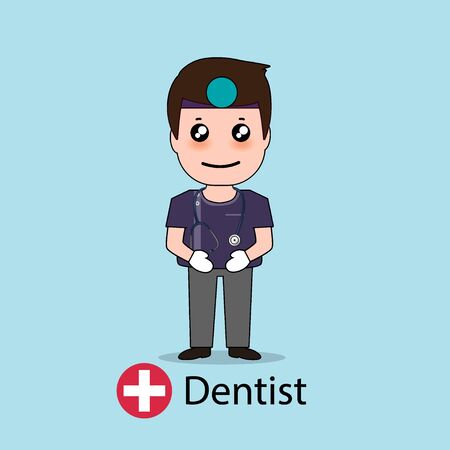Dentist, Cartoon character Dentist Design, Medical worker, Medical concept. Vector illustration design.のイラスト素材