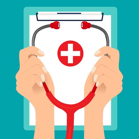 Medical background with stethoscope. Vector Illustration design.のイラスト素材