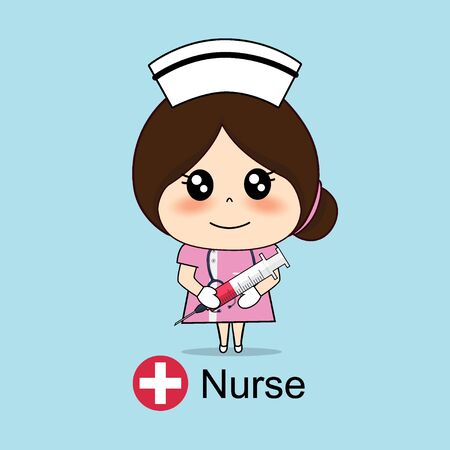 Cartoon character Nurse Design, Medical worker, Medical concept. Vector illustration design.のイラスト素材