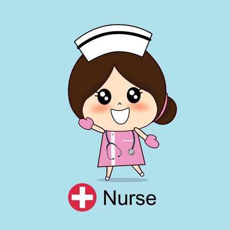 Cartoon character Nurse Design, Medical worker, Medical concept. Vector illustration design.のイラスト素材