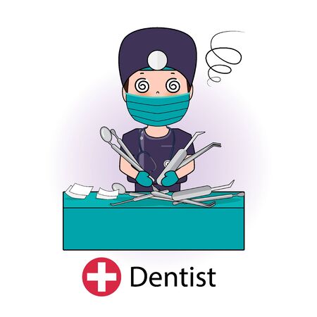 Dentist, Cartoon character Dentist Design, Medical worker, Medical concept. Vector illustration design.のイラスト素材