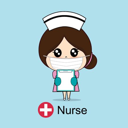 Cartoon character Nurse Design, Medical worker, Medical concept. Vector illustration design.のイラスト素材