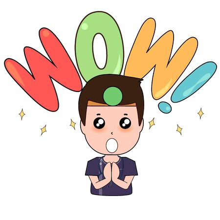 Dentist with word WOW, Cartoon character Dentist Design, Medical worker, Medical concept. Vector illustration design.のイラスト素材