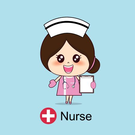 Cartoon character Nurse Design, Medical worker, Medical concept. Vector illustration design.のイラスト素材