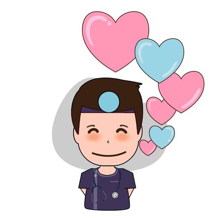 Dentist with heart, Cartoon character Dentist Design, Medical worker, Medical concept. Vector illustration design.のイラスト素材