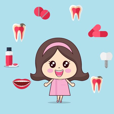 Dentist, Cartoon character Dentist Design, Medical worker, Medical concept. Vector illustration design.のイラスト素材