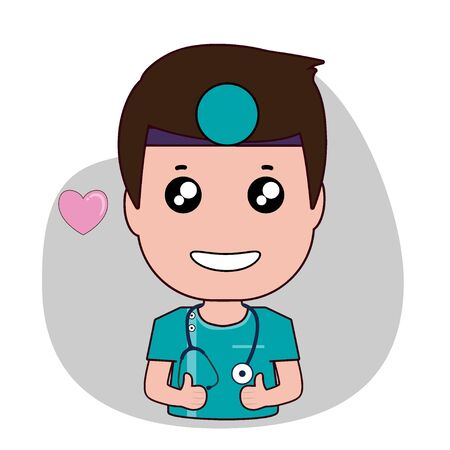 Dentist with heart, Cartoon character Dentist Design, Medical worker, Medical concept. Vector illustration design.のイラスト素材