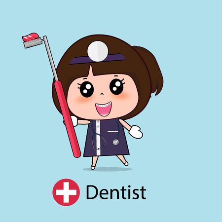Dentist, Cartoon character Dentist Design, Medical worker, Medical concept. Vector illustration design.のイラスト素材