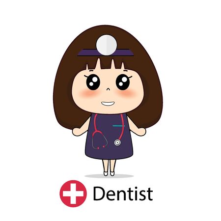 Dentist, Cartoon character Dentist Design, Medical worker, Medical concept. Vector illustration design.のイラスト素材