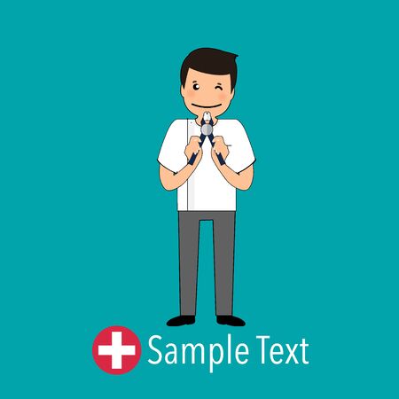 Dentist, Cartoon character Dentist Design, Medical worker, Medical concept. Vector illustration design.のイラスト素材