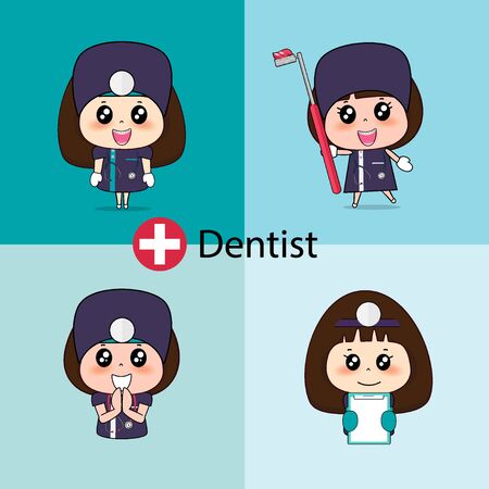 Dentist, Cartoon character Dentist Design, Medical worker, Medical concept. Vector illustration design.のイラスト素材