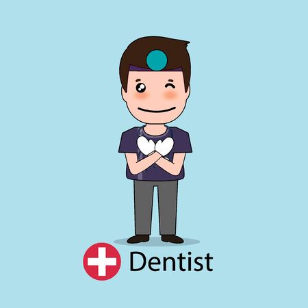 Dentist, Cartoon character Dentist Design, Medical worker, Medical concept. Vector illustration design.のイラスト素材