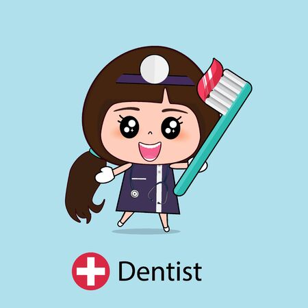 Dentist, Cartoon character Dentist Design, Medical worker, Medical concept. Vector illustration design.のイラスト素材