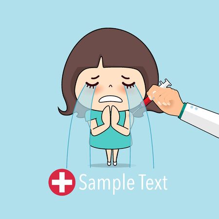 Doctor vaccinating Cute girl. Cartoon character Patient Design. Vector illustration design.のイラスト素材