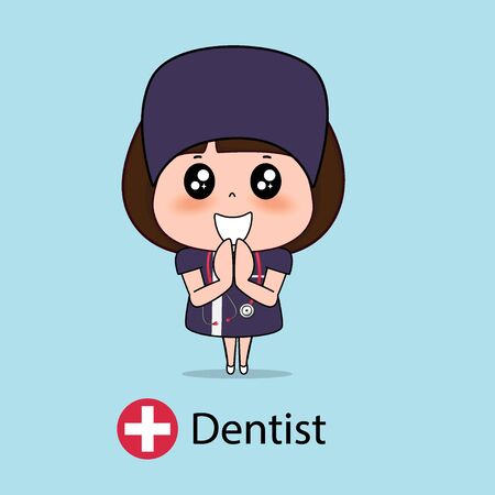 Dentist, Cartoon character Dentist Design, Medical worker, Medical concept. Vector illustration design.のイラスト素材