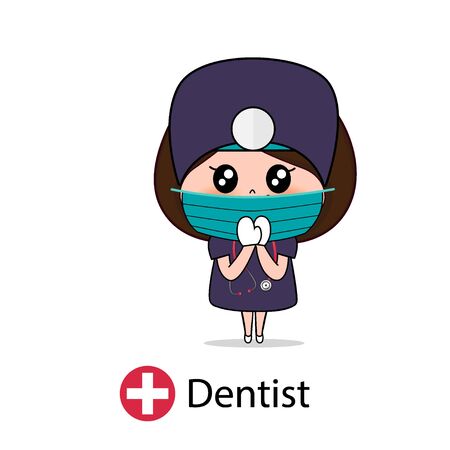 Dentist, Cartoon character Dentist Design, Medical worker, Medical concept. Vector illustration design.のイラスト素材