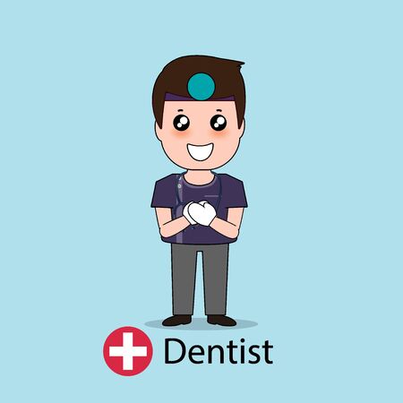 Dentist, Cartoon character Dentist Design, Medical worker, Medical concept. Vector illustration design.のイラスト素材