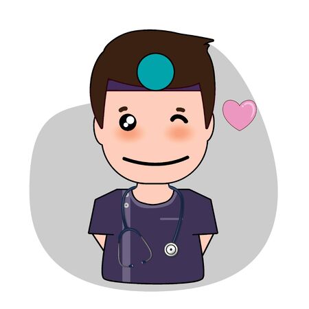 Dentist with heart, Cartoon character Dentist Design, Medical worker, Medical concept. Vector illustration design.のイラスト素材