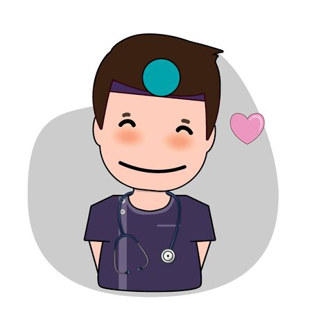 Dentist with heart, Cartoon character Dentist Design, Medical worker, Medical concept. Vector illustration design.のイラスト素材