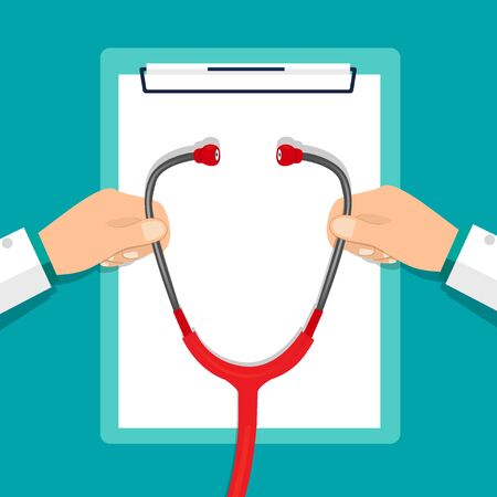 Medical background with stethoscope. Vector Illustration design.のイラスト素材