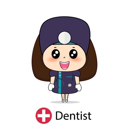 Dentist, Cartoon character Dentist Design, Medical worker, Medical concept. Vector illustration design.のイラスト素材