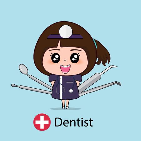 Dentist, Cartoon character Dentist Design, Medical worker, Medical concept. Vector illustration design.のイラスト素材