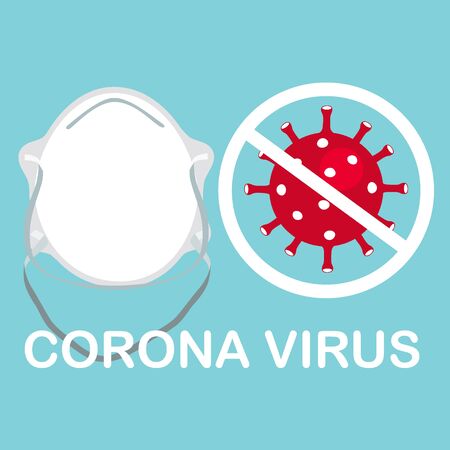 Medical mask. Face mask protection against pollution, virus, flu and Coronavirus (COVID-19). Vector illustration.のイラスト素材