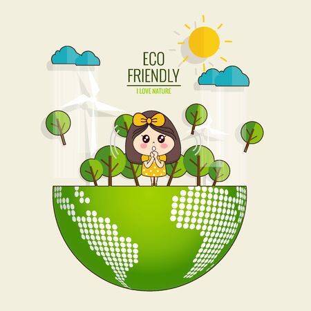 Save world. Eco friendly. Ecology concept. Vector illustration.のイラスト素材