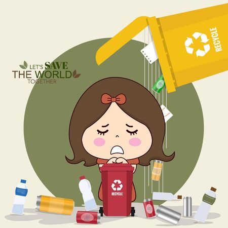 Throw garbage in place. ECO FRIENDLY. Ecology concept. Vector illustration.のイラスト素材