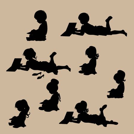 Vector background with children read a book. Vector Illustration.のイラスト素材